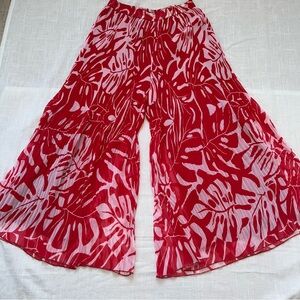 Minkas Palazzo Vibrant Red Floral Wide Pants